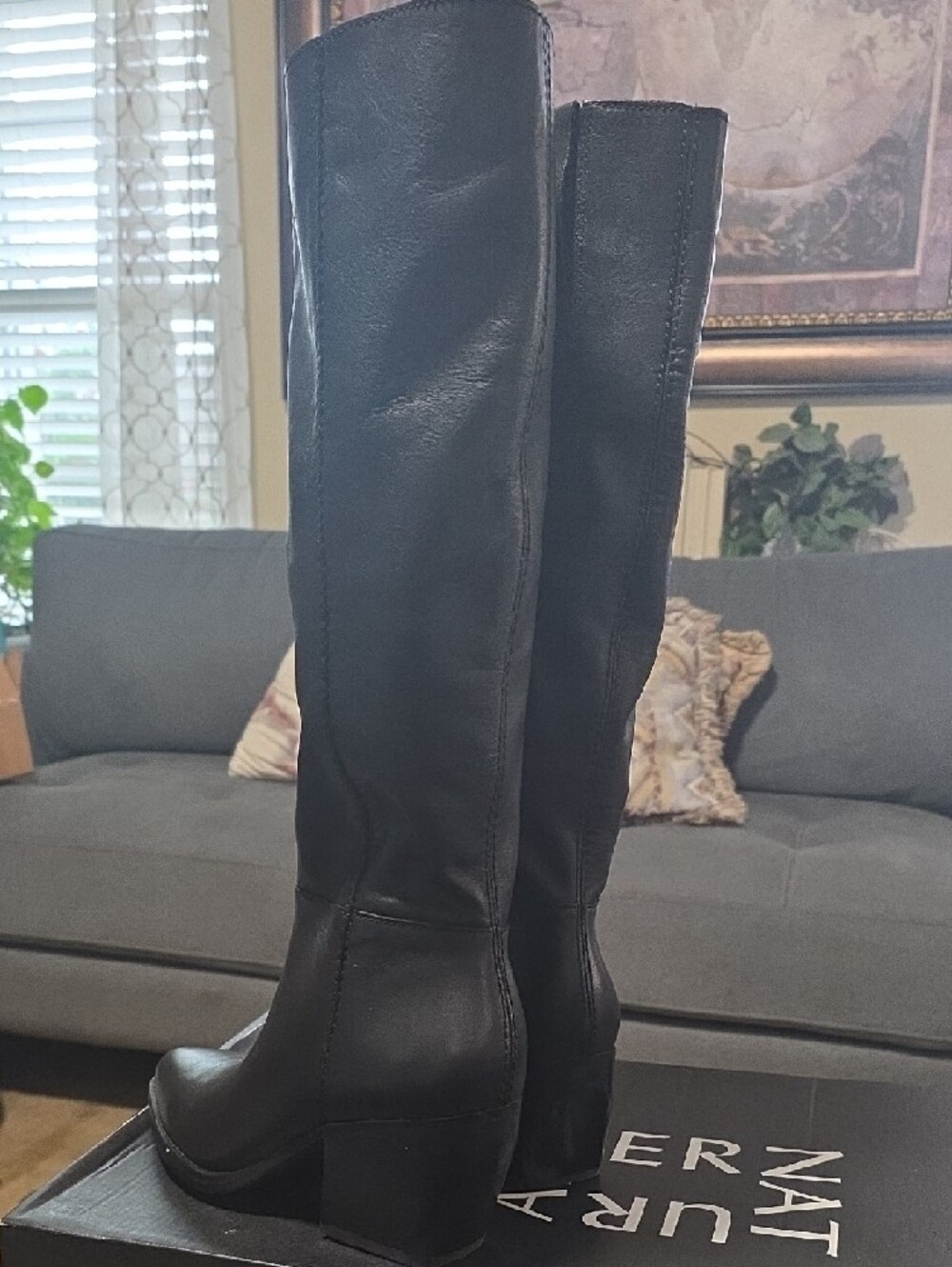 Naturalizer Black Over-the-Knee Leather Boots - Picture 3 of 4
